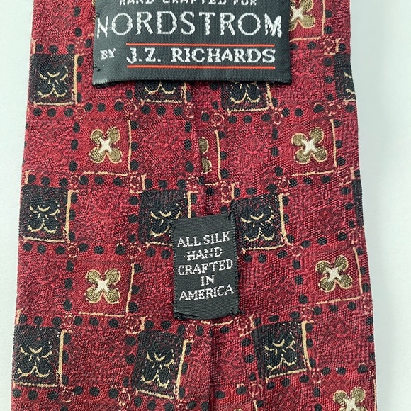 Nordstrom by J.Z. Richards Maroon Black Brown White Silk Men’s Necktie - Picture 5 of 5